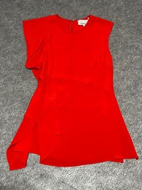 3.1 Phillip Lim Red Asymmetrical Ruffle Tunic
